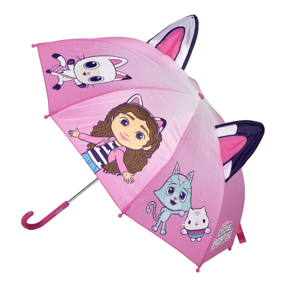 paraguas infantil gabby's dollhouse rosa